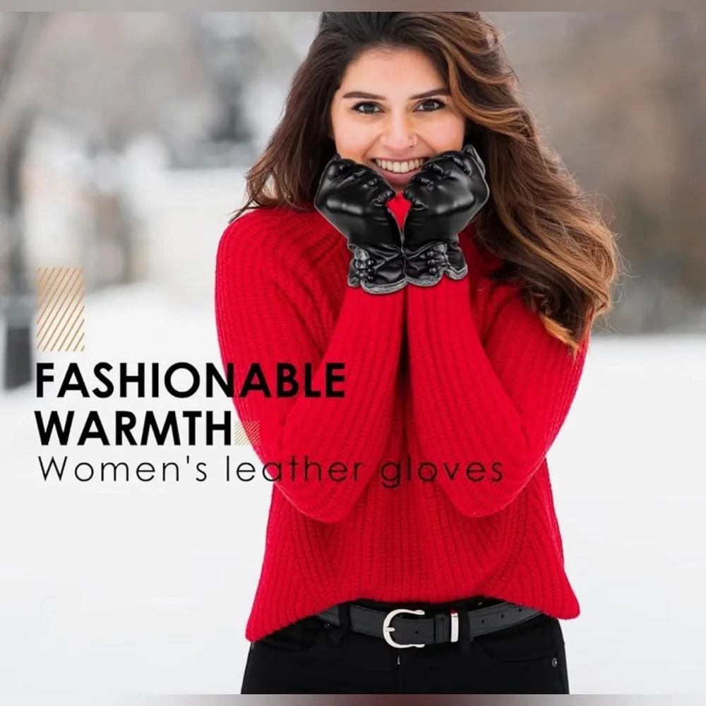 NWT Leather Gloves PU Cashmere Lined, Touchscreen MULTI SIZES AND Colors